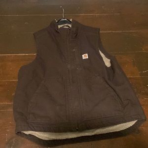 LOOSE FIT WASHED DUCK SHERPA-LINED MOCK-NECK VEST